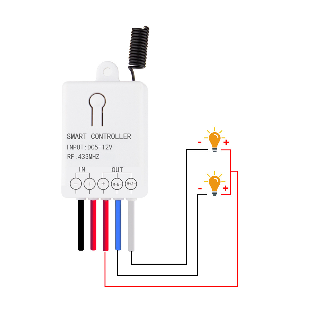 Wireless remote switch, DC 9V/12V/24V two-way input access control motor forward and reverse control receiver