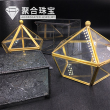 天然消磁石玻璃碗 水晶首饰盒 透明玻璃罩碗几何体摆件