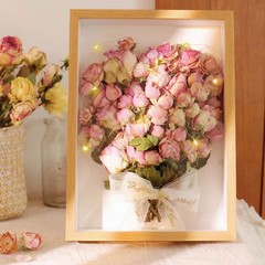 Dry Flower Frame Wholesale DIY 3D Hollow Wooden Handmade Creative Everlasting Flower Rose Flower Frame Manufacturer
