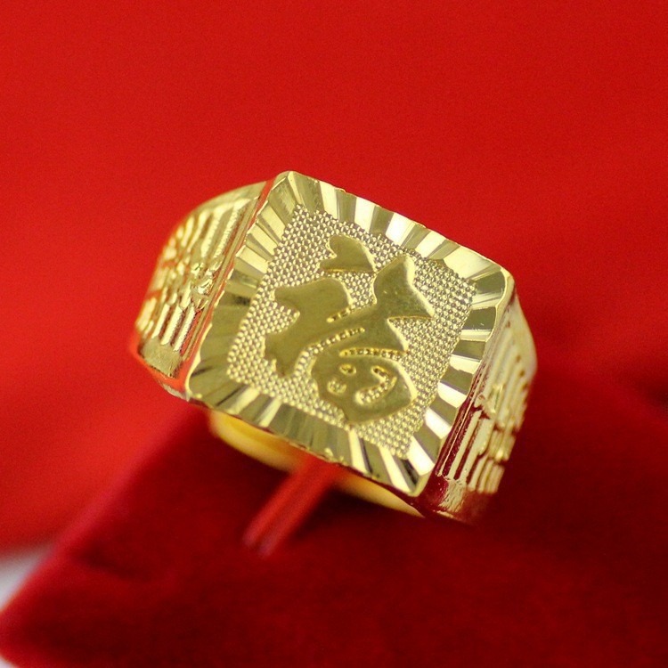 黄銅の金メッキの福の金儲けの指輪の男性の多種類の車の花は宝の蛇口の関公の戒子の金メッキの指輪を招きます。