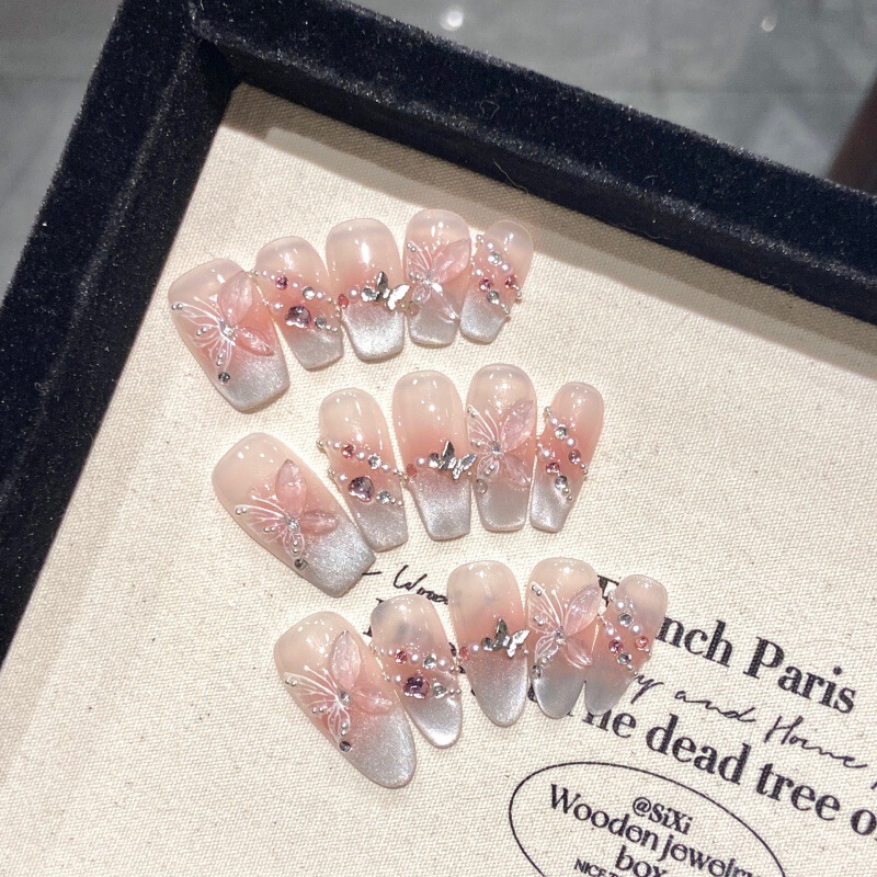 Pure manual phototherapy wearing nail mirror moon butterfly cat eye original wholesale finished product reusable nail patch detachable Pure manual phototherapy wearing nail mirror moon butterfly cat eye original wholesale finished product reusable nail patch detachable
