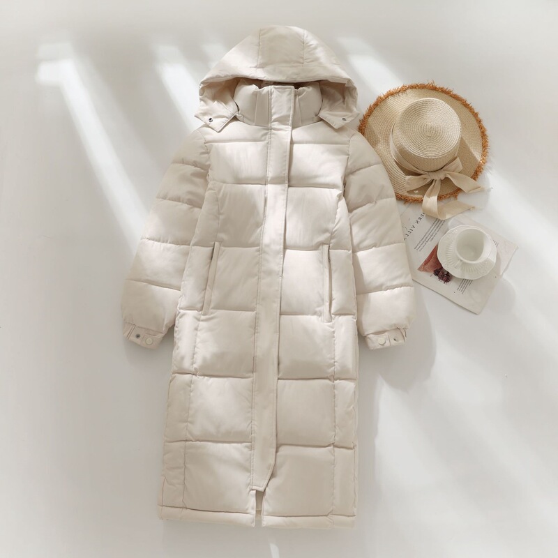 Women's extra-long over-the-knee cotton coat, 2026 new model, Dongdaemun style, thickened, loose-fitting, art exam school uniform cotton jacket Women's extra-long over-the-knee cotton coat, 2026 new model, Dongdaemun style, thickened, loose-fitting, art exam school uniform cotton jacket
