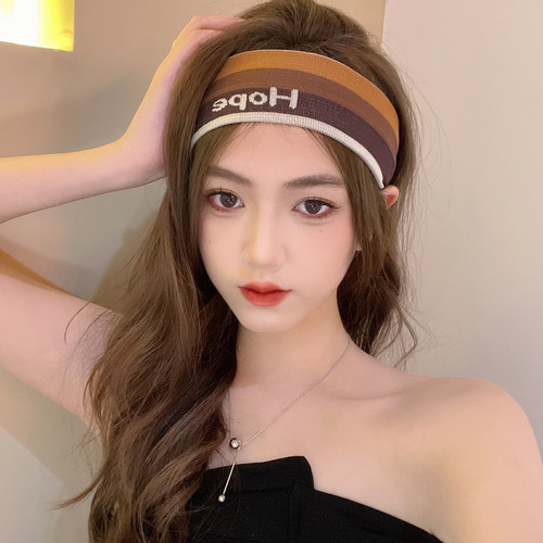 Fashion Sport Braid Headband with Letters Women Spring Thin Striped Versatile Hair Wrap Band Headband