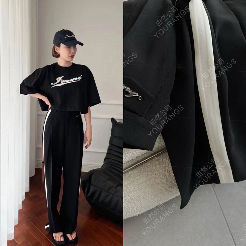 (Xindian Welfare) [Kui Qing 160] Fashion Tailoring Combined with Sports Elements Heavy Industry Hand-sewn Watch Bag Wide Leg Pants