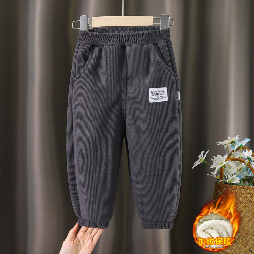 Children's and Teenagers' Thicker Warm Winter Linen Pants for Boys and Girls, New Arrival, with Added Warmth, Casual Outerwear Long Pants
