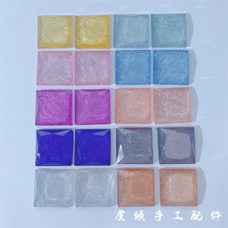 虞倾  新款金丝银线方形几何树脂贴片diy手机壳耳环发夹配件材料