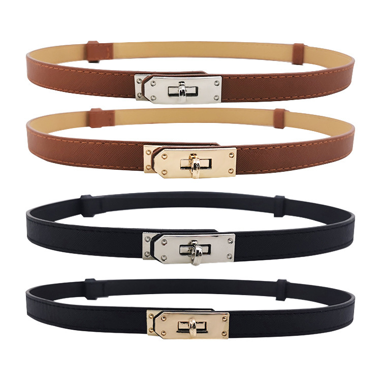 New Women's Adjustable Thin Buckle Belt Versatile for Skirts and Coats, Waist-Cinching Korean Style High-End Women's Leather Belt New Women's Adjustable Thin Buckle Belt Versatile for Skirts and Coats, Waist-Cinching Korean Style High-End Women's Leather Belt