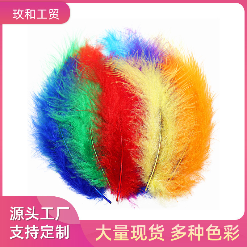 Cross-border hot sale 10-15cm pointed tail velvet dream catcher material flat velvet wave ball color feather DIY feather