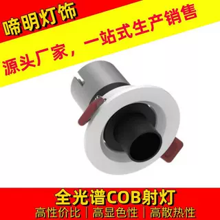 LED调焦距COB天花射灯聚光散光博物馆展厅店铺场景吊顶聚光灯无主
