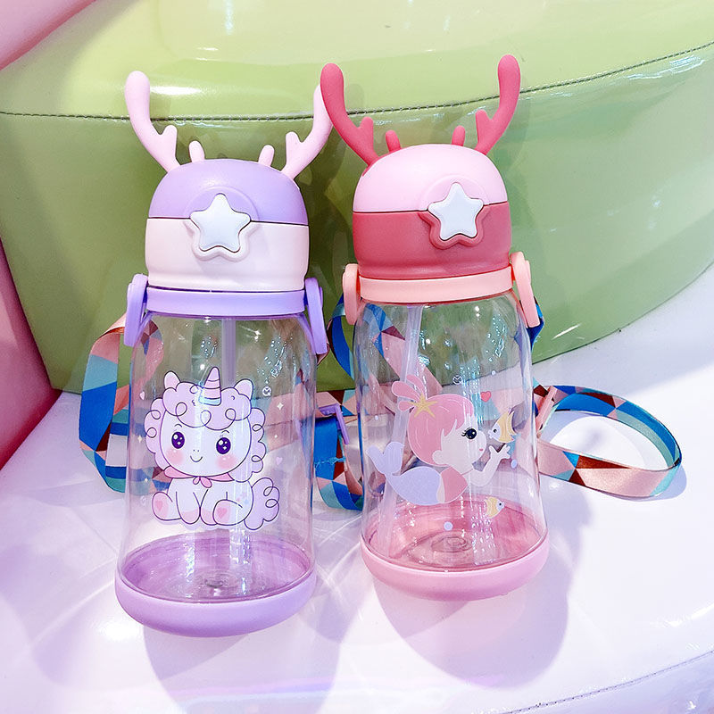 2025 新漫画プラスチックダブルドリンクカップ夏のインターネット有名人ウォーターカップ高価値ポータブル学生カップアントラーカップ|undefined