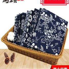乌镇蓝印花布料 手工布料蜡染青花布民族风蓝花桌布窗帘装饰