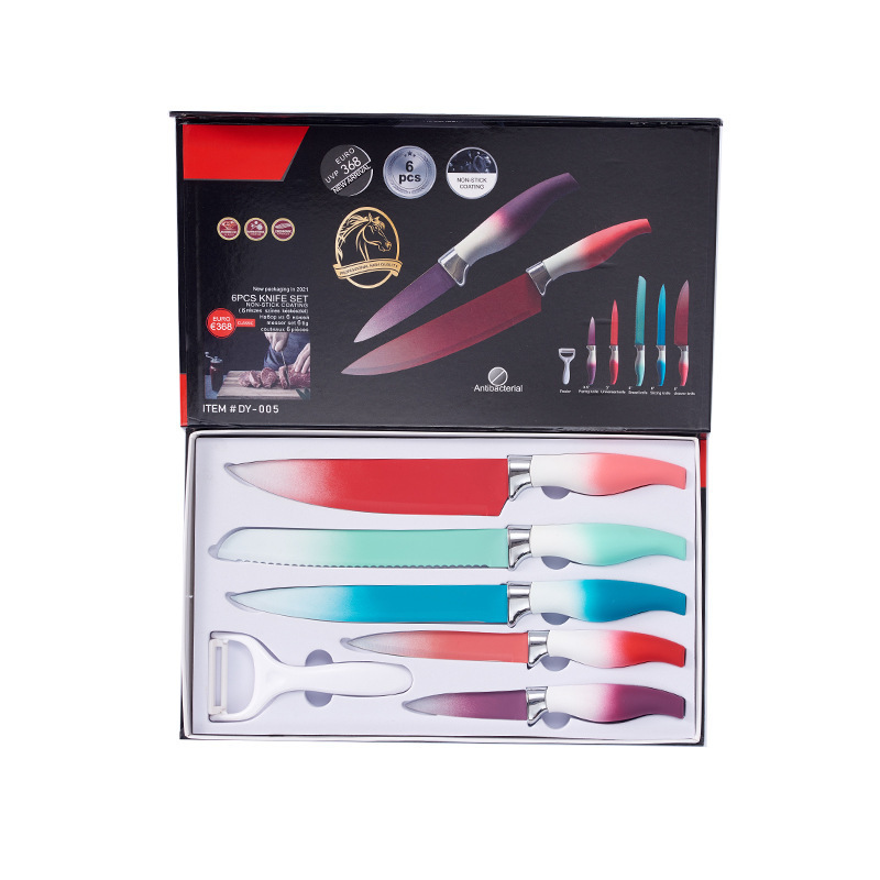 Cuchillo de cocina cuchillo con cuchillo de pan cuchillo de frutas cuchillo de color de seis piezas