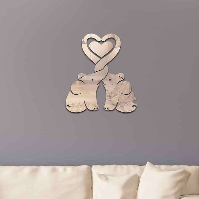 Adesivo da parete autoadesivo a forma di cuore creativo 3D con elefante in acrilico, decorazione per la casa, soggiorno, camera da letto_voghion.com