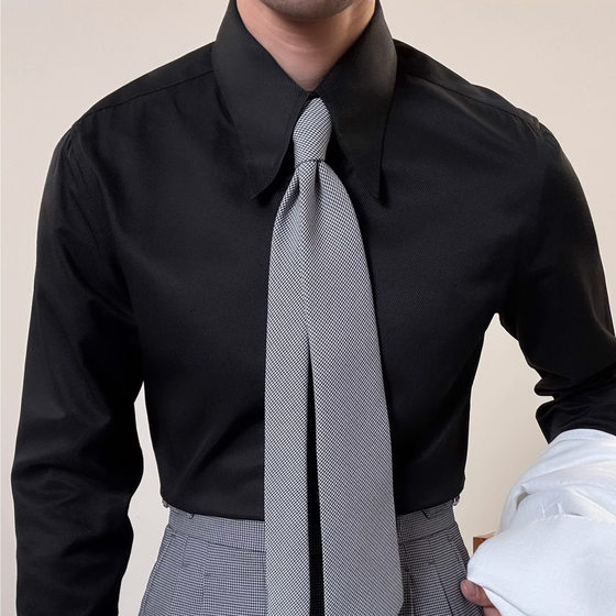 Spring High-end Imperial Collar Shirt Italian-style Gentry Retro Pinhole Collar Non-ironing Slim-fit Shirt Business Dress