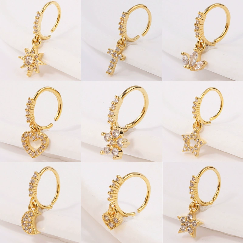 20 г Европейское и американское кольцо в носу кулон украшения для пирсинга носа круглое кольцо в носу Циркон Moon Love кулон ухо кольцо в носу