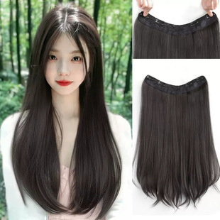 Wig Women's Long Straight Hair Extension with Inner Buckle Long Hair Invisible Traceless Pad Hair Cute U-shaped One-piece Wig