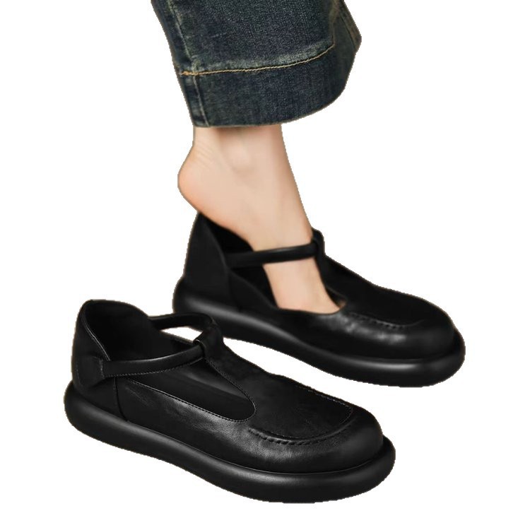 Retro no se cansa pies planos temperamento zapatos de una sola mujer 2026 verano nuevos zapatos de cuero con suela gruesa zapatos casuales versátiles Lefour zapatos
