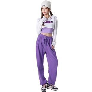 Real shot 2023 autumn and winter new American sports loose toe casual high waist slim wide leg pants three-piece set