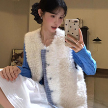 秋冬新百搭羊羔毛绒无袖马甲女舒适保暖休闲风无外穿温暖皮草马夹