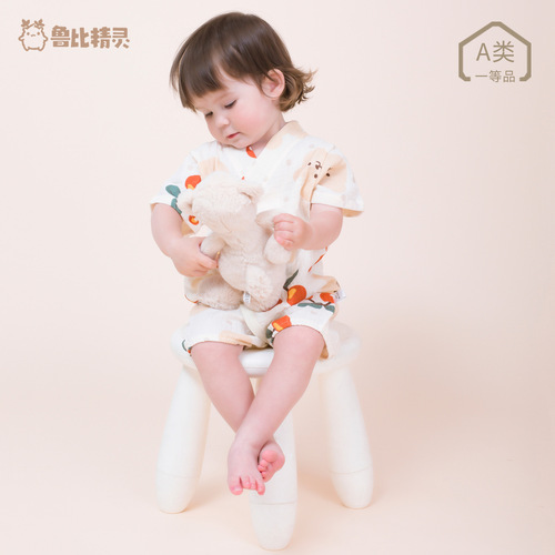 Carefully selected summer baby gauze cotton thin cover baby cotton short-sleeved lace-up monk clothing category a newborn