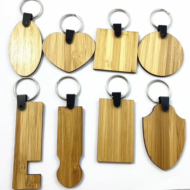 Круглый бамбуковый подарок брелок креативный бамбуковый ключ подвеска надпись рекламный логотип рекламный брелок