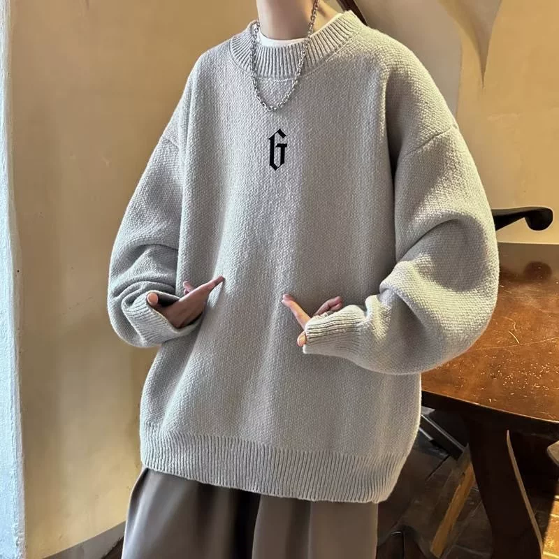 Demi-season knitted retro woolen sweater, high collar, increased thickness, plus size