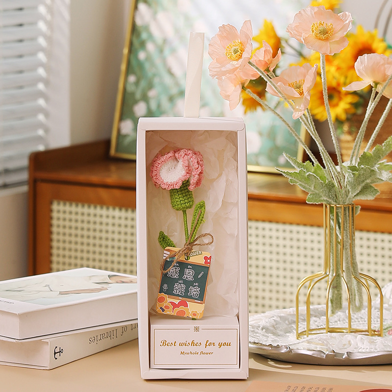 2025 新しい実用的な教師の日の花束ギフトウールかぎ針編みの小さな花束手編み教師ギフト|undefined