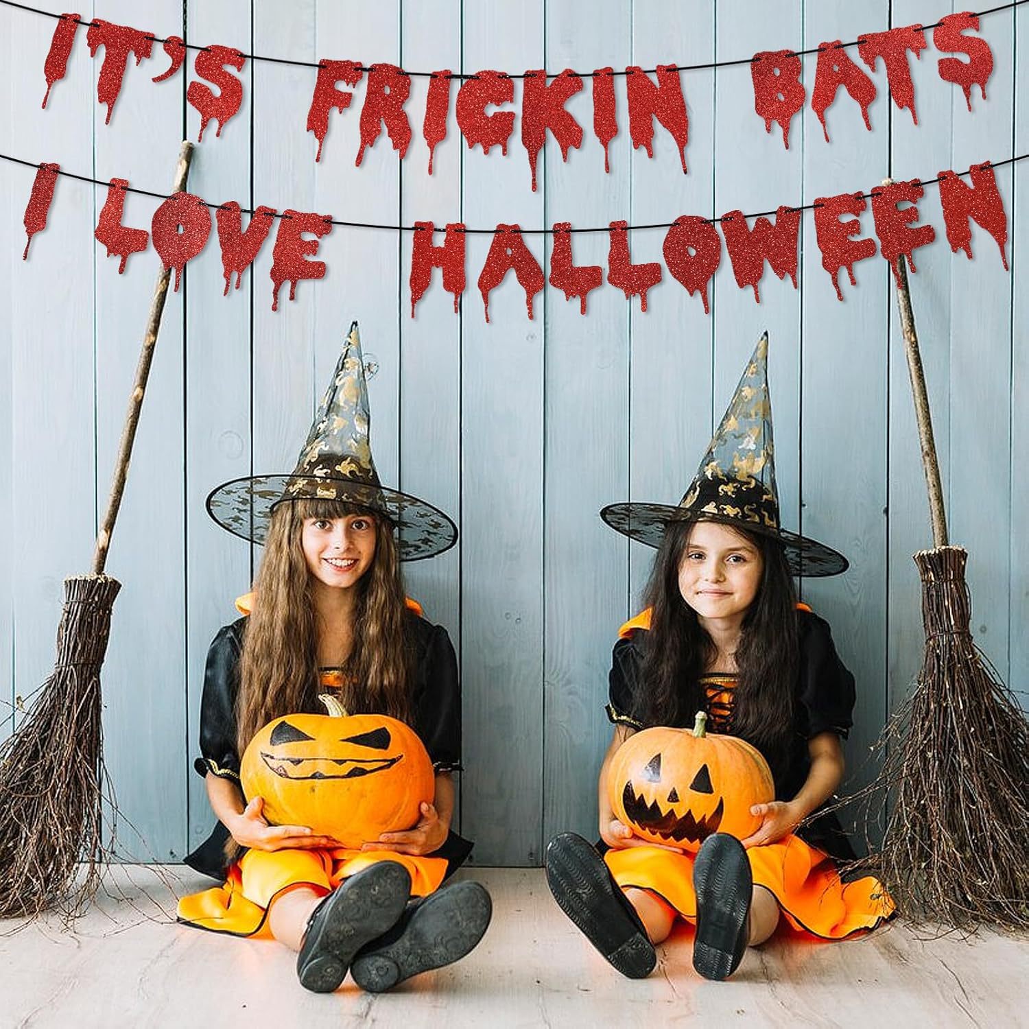 Es Frickin Bats Halloween gota de sangre estilo banner decoración de fiesta de Halloween polvo flash pull bandera