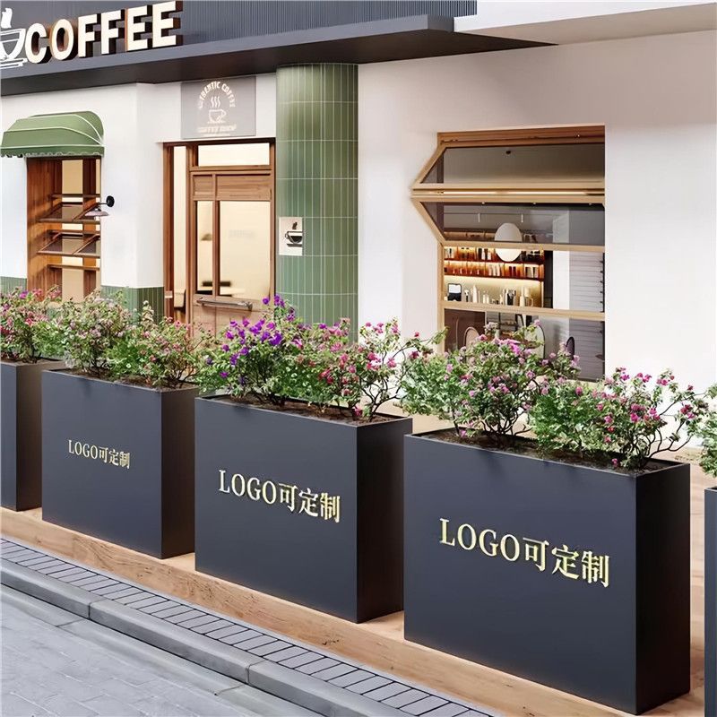 Outdoor flower box fence, restaurant partition, plaza, commercial street, wrought iron metal flower stand, planting box, flower trough