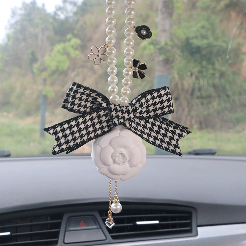 Автомобильный кулон с камелией, небольшой ароматный кулон для зеркала заднего вида, автомобильный интерьер, ароматерапия, кулон богини