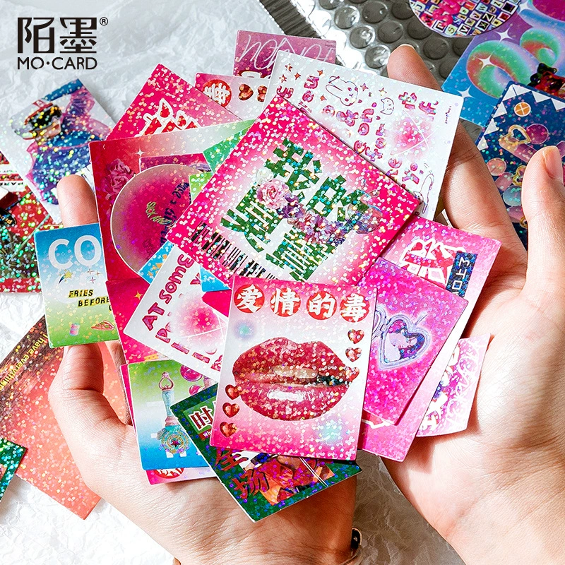 陌墨 Плотная бумага лазерные наклейки Neon Garden Series Цветной набор декоративных наклеек 6 типов