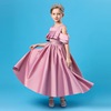 Small princess costume, dress, removable long skirt, belt, suitable for teen, open shoulders