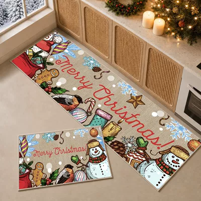 decorative carpet, water-absorbent, non-slip, dirt-resistant, Avtomobil döşəmə paspasları - christmas-carnival-4060cm