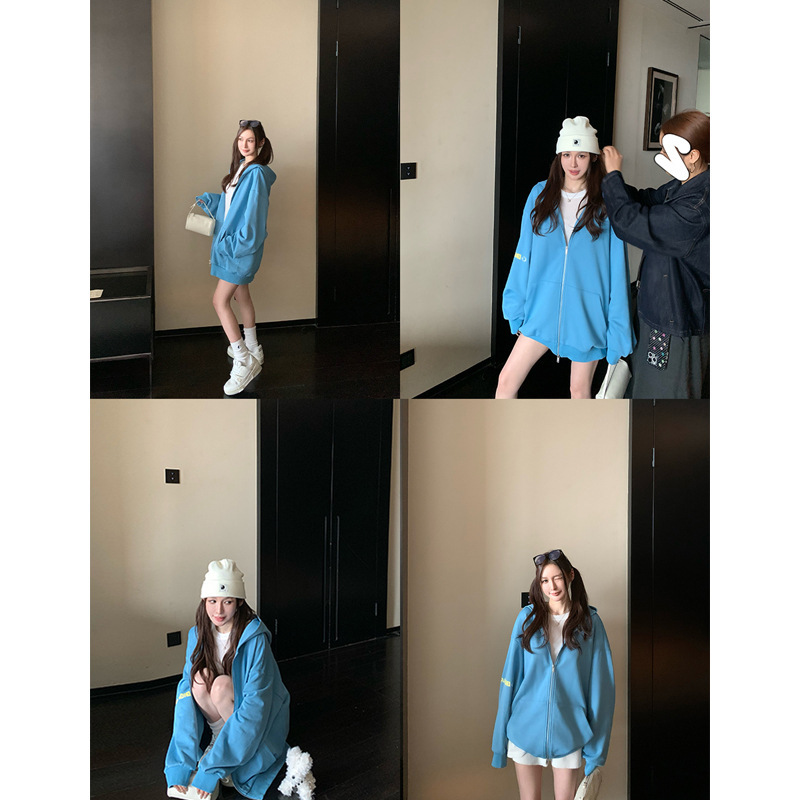 Skk Store 巴家私服 章若楠同款360G定染撞色套头卫衣外套女|undefined