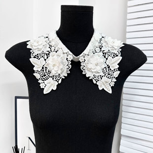 Foreign trade hot-selling style multi-color water-soluble with flowers fake collar handmade nail beads hollow decorative collar in stock wholesale
