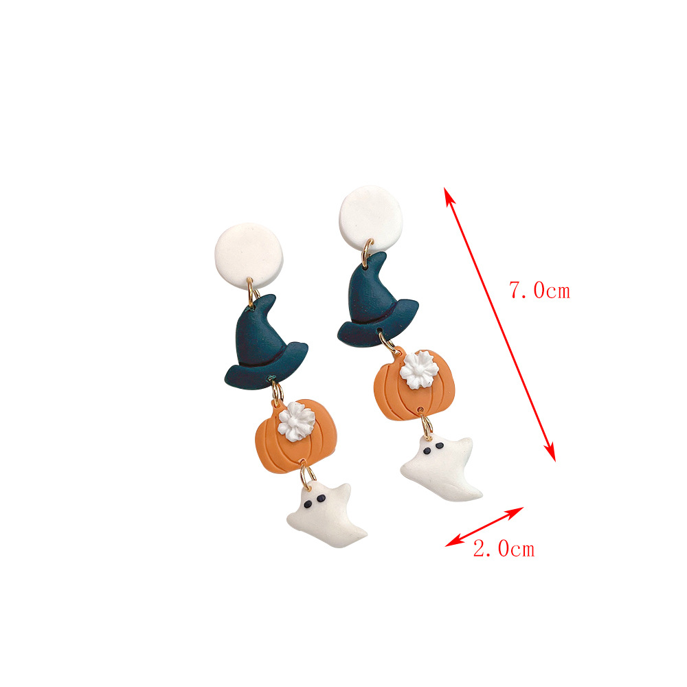 Festival Occasion soft clay Material 1 Pair Halloween Fashion Pumpkin Soft Clay Drop Earrings