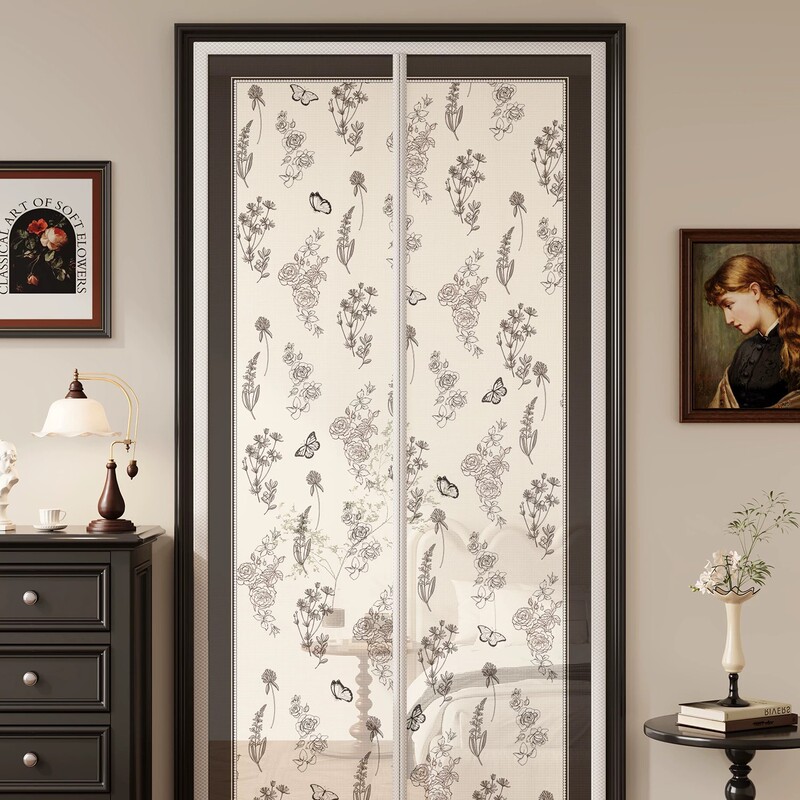 French-style mosquito-proof door curtain, partition curtain, bedroom magnetic self-absorbing magic tape screen, privacy blocking curtain