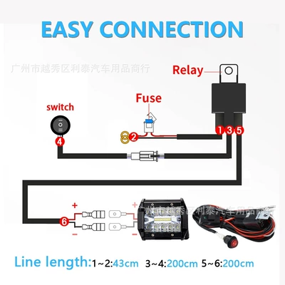 Car Modification Off-Road Vehicle Light Wiring Harness Suitable for Strip Lights, Spotlights, Work Lights, Fog Lights, One-To-Two Waterproof Switch Wiring Harness (İşçi projektorları) - 16awg-one-to-one-connected-to-1-led-strip-light