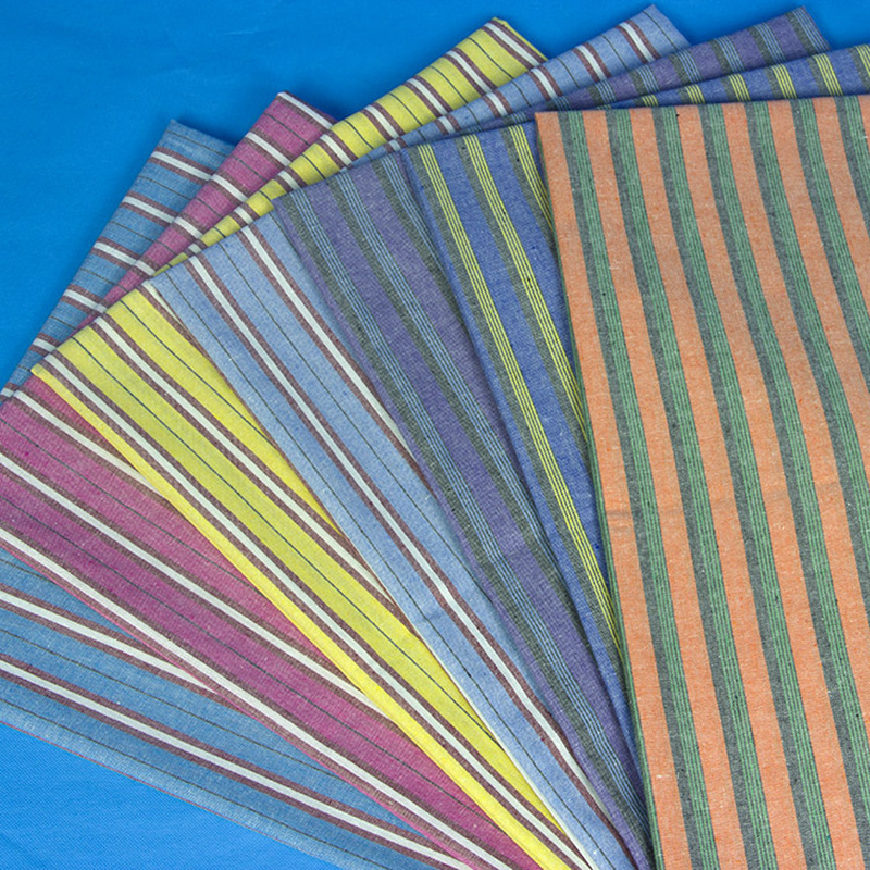 厂家批发 涤棉麻色织 平纹条纹布料服装面料箱包鞋帽窗帘桌布 035