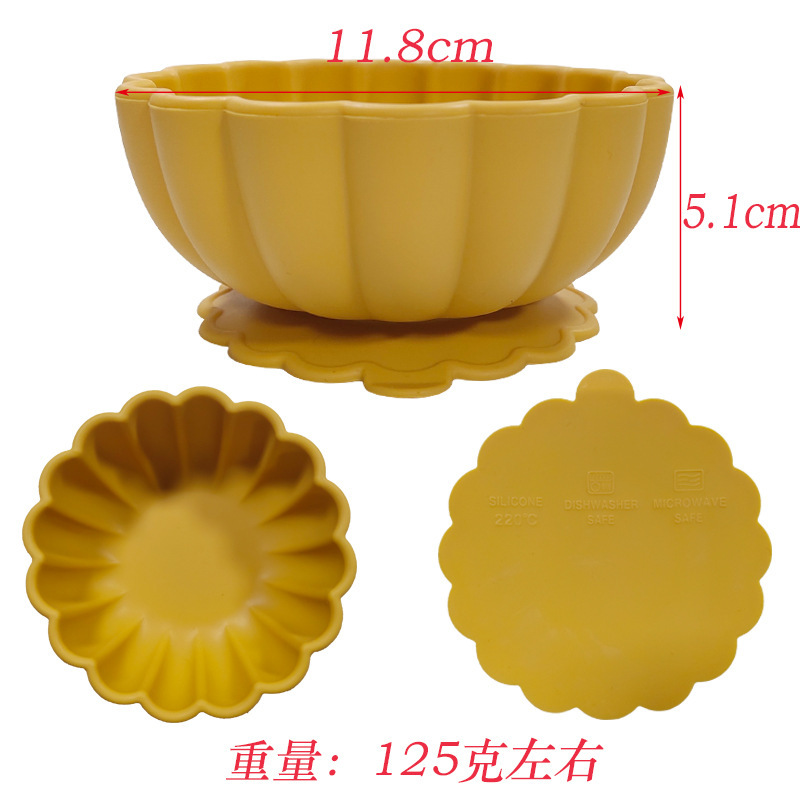 Cuenco de suplemento alimenticio de silicona cuenco de calabaza cuchara de silicona redondo para niños vajilla de entrenamiento de alimentación resistente a las caídas cuenco de silicona para niños