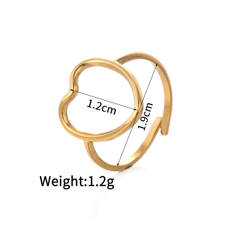 1 Piece Quantity Holiday, Daily Occasion PVD Coated Real Gold Plated Four Leaf Clover Heart Shape 304 Stainless Steel Retro Waterproof Non Tarnish Open Rings