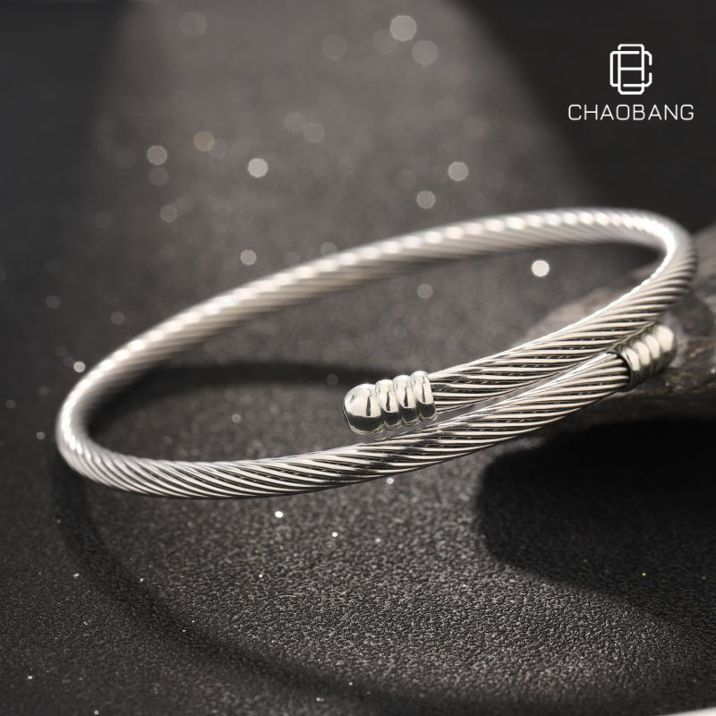 Season Explosions Titanium Steel Bracelet Couple's Steel Wire Spiral Head Fashion Trend Personality Adjustable High Sense Bracelet
