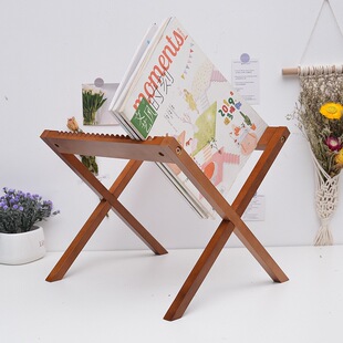 Cross-border wooden vinyl record storage rack desktop record clip CD record display rack Book magazine rack