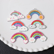 跨境亚克力满粉笑脸云朵彩虹耳环钥匙扣手机链diy饰品配件材料