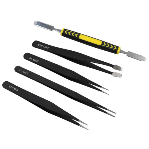 Pointed elbow tweezers disassembly pry bar 10-piece set/11-piece set canvas bag tool bag stainless steel tweezers set