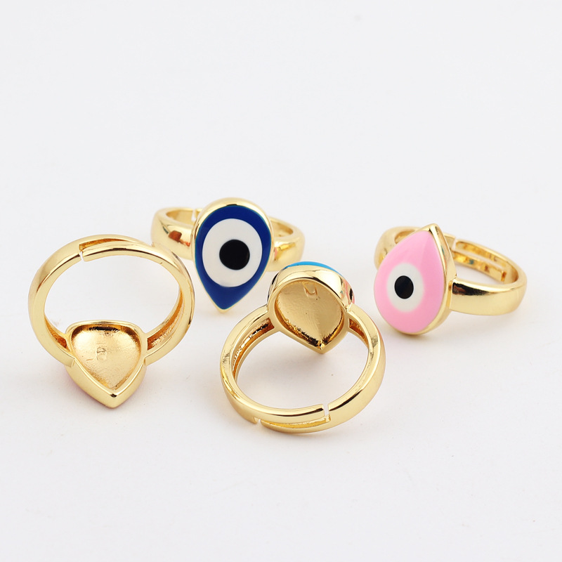 Retro Devil's Eye Water Droplets Copper Rings Plating Copper Rings display picture 5