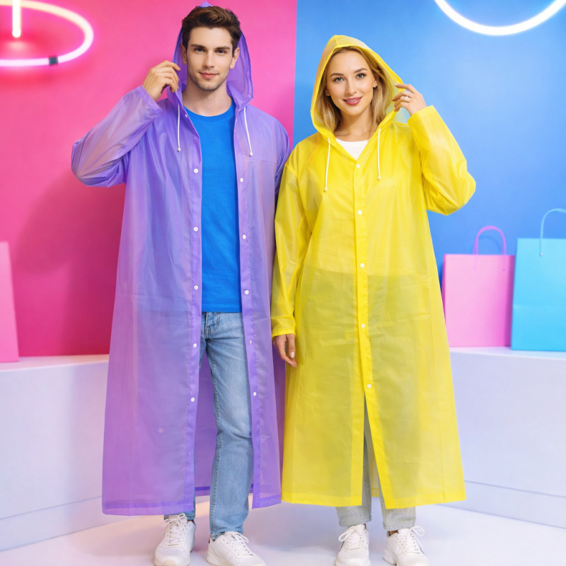 Thickened Raincoat for Adults and Children, Full-Body Outdoor Disposable Hooded Rain Poncho, Wear-Resistant Foldable One-Piece Windbreaker Style