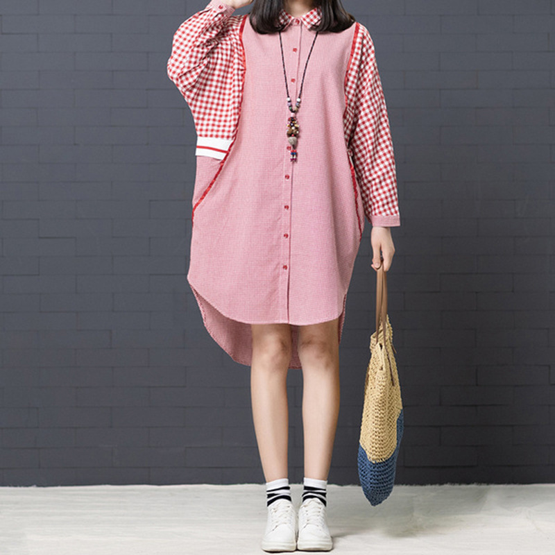 Foreign Trade Women's Clothing, European and American Fashion, Plus-Size Loose Casual Slimming Plaid Turn-Down Collar Cardigan Long-Sleeve Shirt Dress for Expectant Mothers Foreign Trade Women's Clothing, European and American Fashion, Plus-Size Loose Casual Slimming Plaid Turn-Down Collar Cardigan Long-Sleeve Shirt Dress for Expectant Mothers