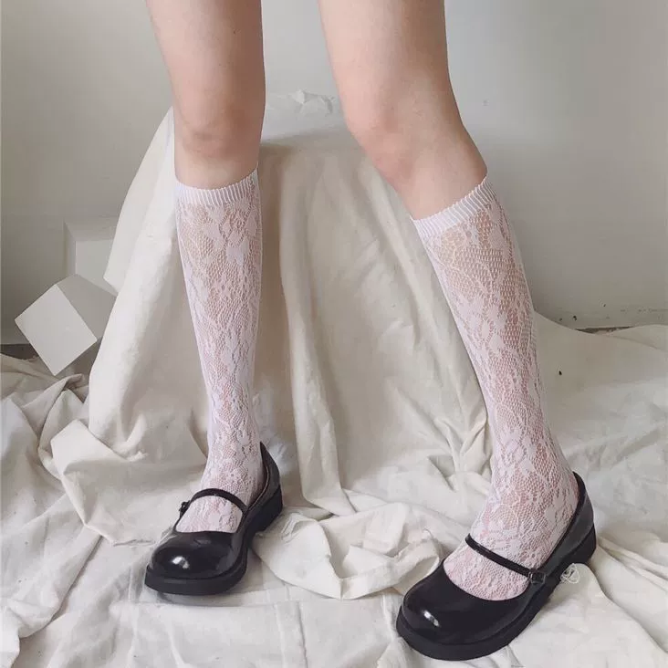 Knee socks solar-powered for elementary school students, Lolita style, internet celebrity
