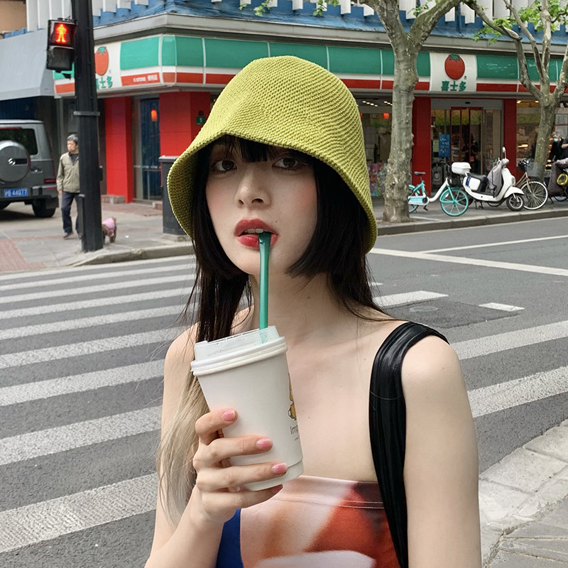 夏季遮阳帽子女海边沙滩旅游防晒薄透气渔夫帽新款水桶帽女显脸小|undefined